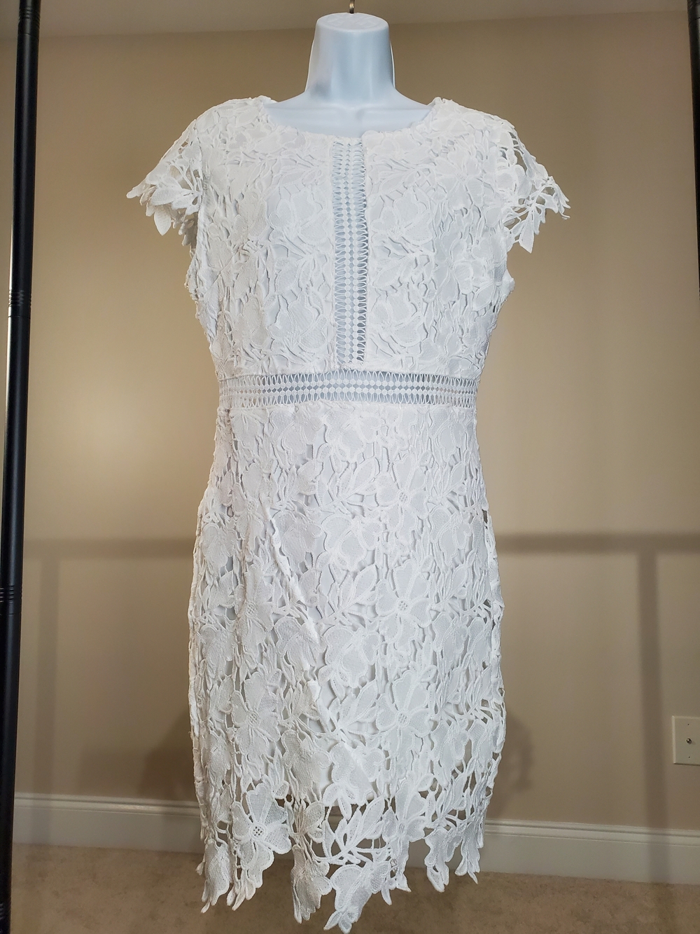White Lace - Bridal Shower Dress - Size Large - Bachelorette Rehearsal - Mini